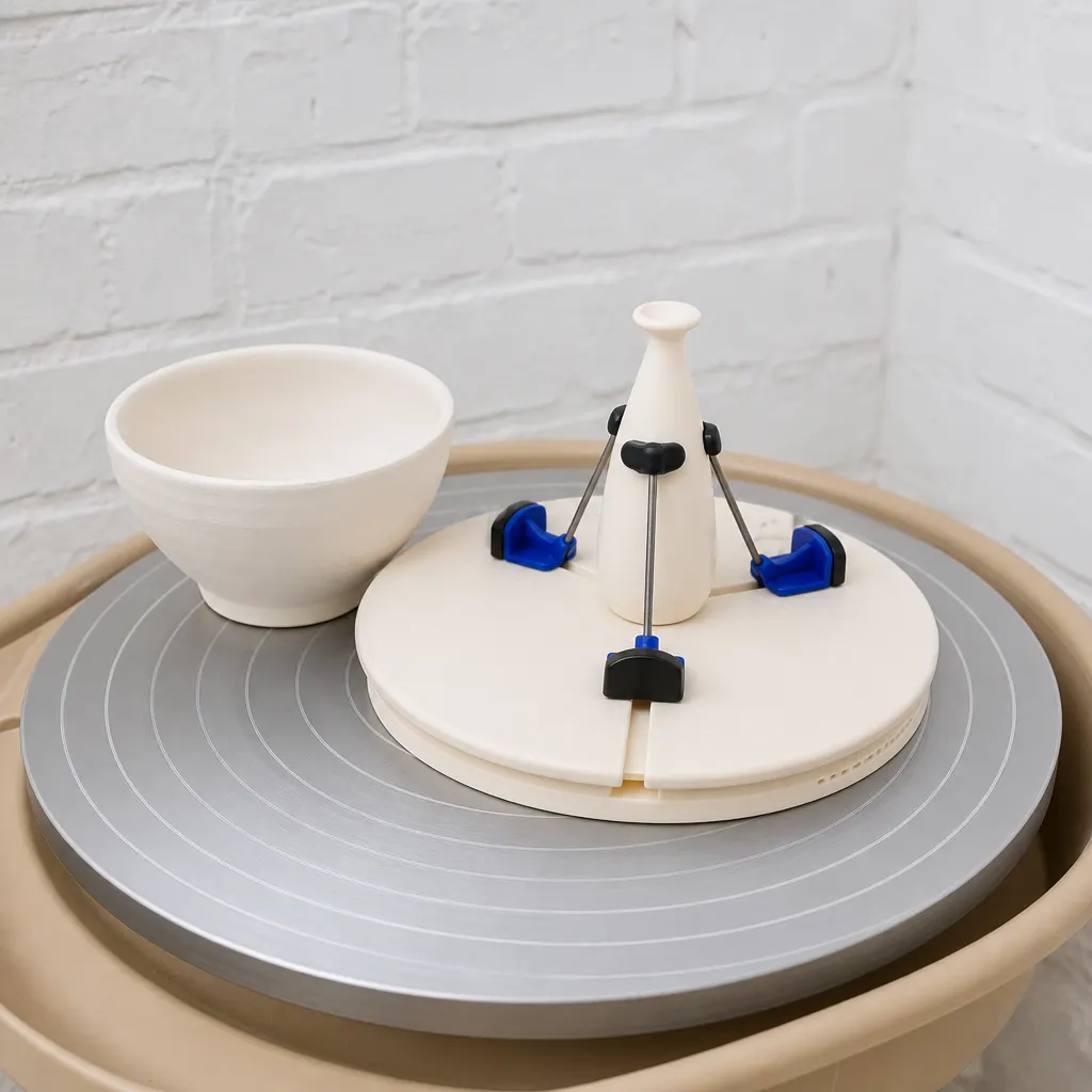 Pottery Trimming Holder in use